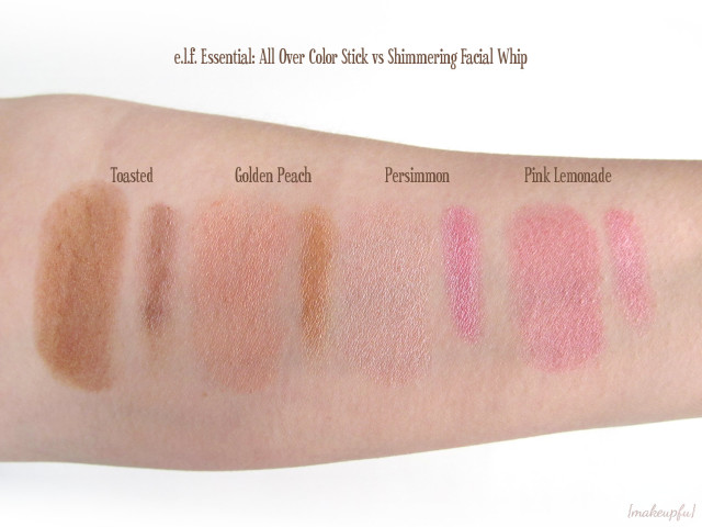 e.l.f. Essential: All Over Color Stick vs. Shimmering Facial Whip